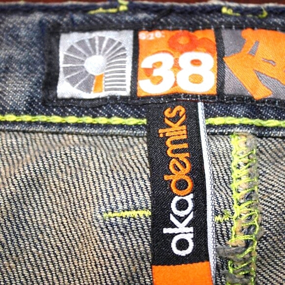 Vintage Akademiks Y2K Hip Hop Jeans 38x32 Baggy Streetwear Graphic 100% Cotton - Picture 7 of 14